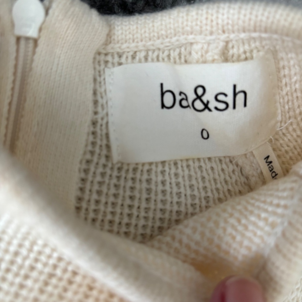 ba&sh Astana Button Sleeve Waffle Weave Cotton Wool Sweater - Picture 5 of 11